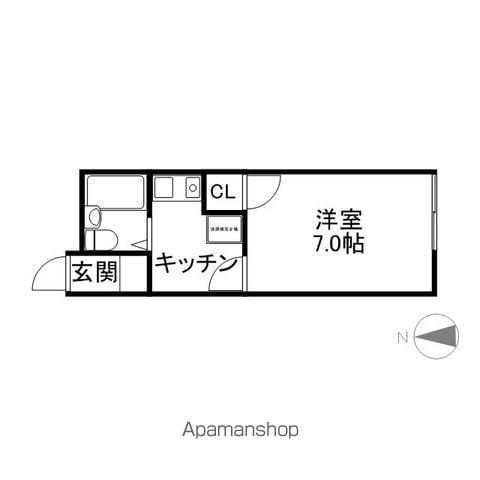 ハイツ湖南(1K/2階)の間取り写真