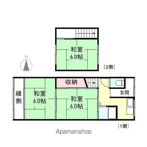 城端線 高岡駅 徒歩10分 2階建 築57年(3K)の間取り写真