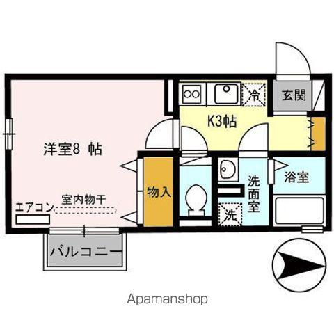 リヤフィールドA棟(1K/2階)の間取り写真