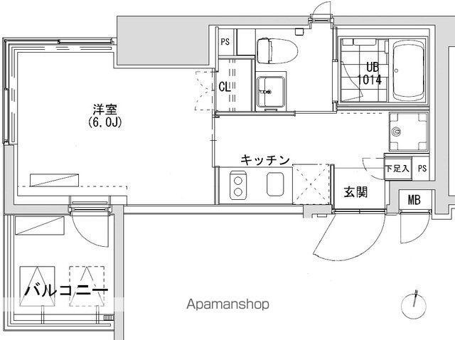 グランディオール広尾テラス(1K/9階)の間取り写真