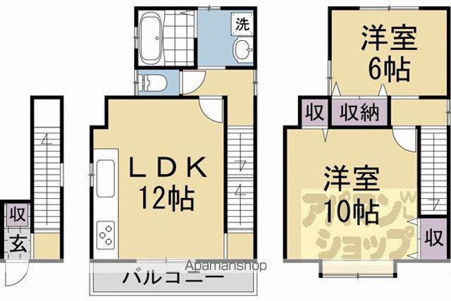 京福北野線 北野白梅町駅 徒歩8分 3階建 築25年(2LDK)の間取り写真