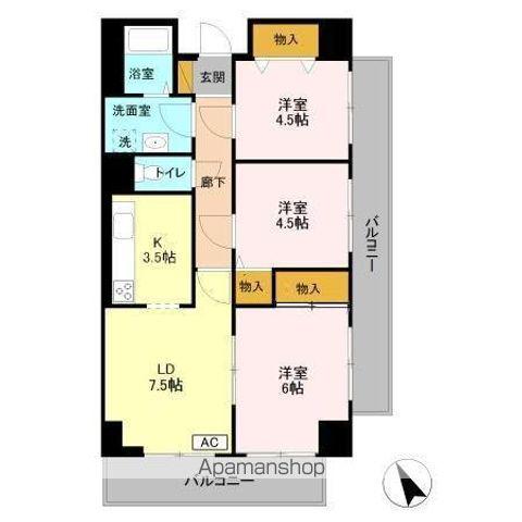 オーシャンビュー弐番館(3LDK/1階)の間取り写真