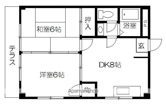 コーポ平山(2DK/1階)の間取り写真