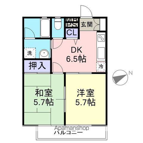 ビクトリアハイツ(2DK/1階)の間取り写真