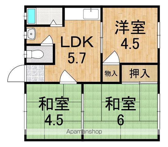 池上荘(3DK/2階)の間取り写真
