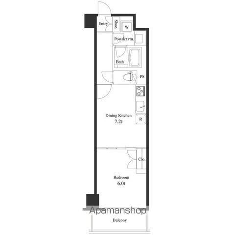 プライマル小石川(1DK/2階)の間取り写真