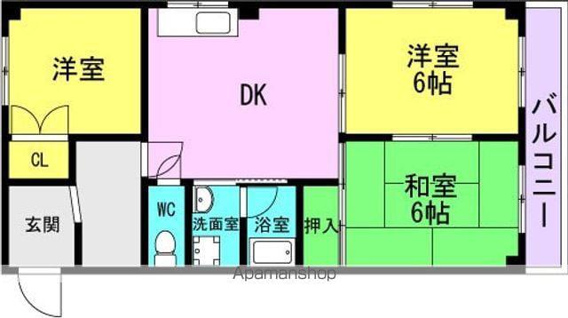 スカイハイツ(3DK/2階)の間取り写真