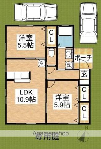 東北本線 東鷲宮駅 徒歩8分 1階建 築20年(2LDK)の間取り写真