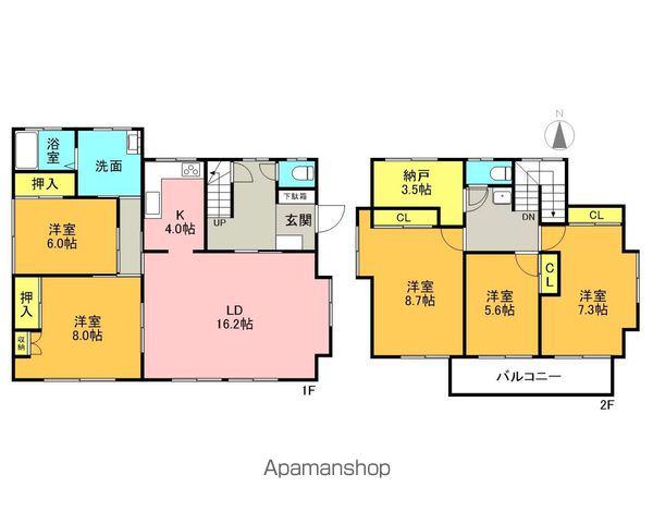常磐線 いわき駅 バス乗車時間：28分 中央台北中バス停で下車 徒歩8分 2階建 築41年(5SLDK)の間取り写真