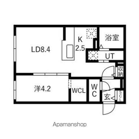 北8東8 MS(1LDK/4階)の間取り写真