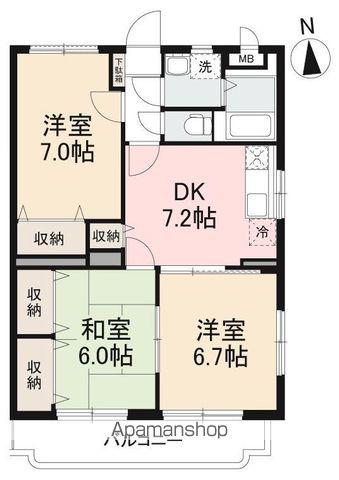 ベルティオンTK(3DK/2階)の間取り写真