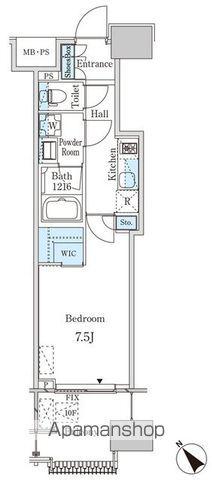 レガシス中目黒(1K/4階)の間取り写真