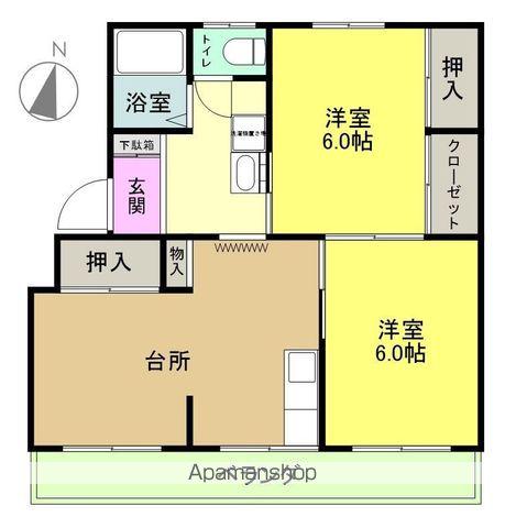 プロレジデンス(2DK/3階)の間取り写真