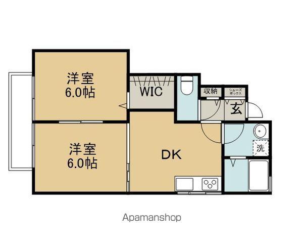 ローズコート阿部C・D棟(2DK/1階)の間取り写真