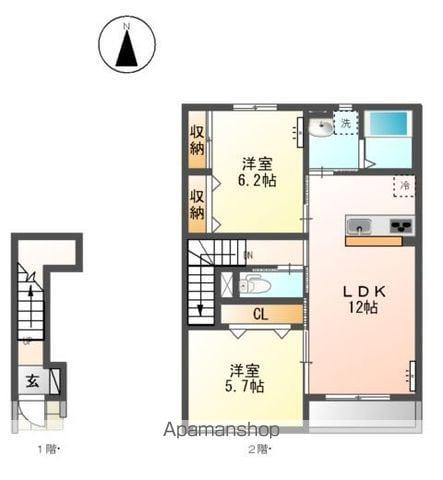 パティオ ツキノエ(2LDK/2階)の間取り写真