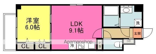 リッツ・アヴェニュー(1LDK/4階)の間取り写真