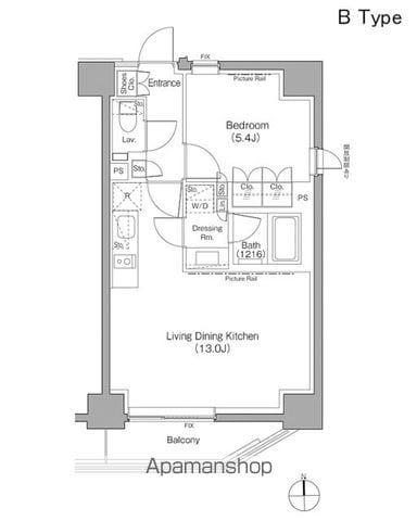 ザ・パークハビオ上野御徒町(1LDK/2階)の間取り写真