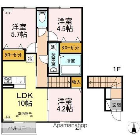 ピソ マロニエ C(3LDK/2階)の間取り写真