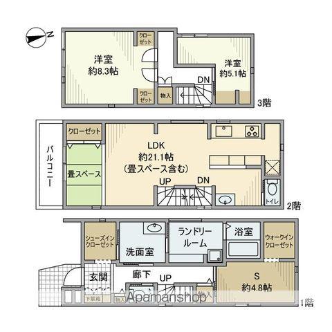 西武池袋・豊島線 練馬駅 徒歩13分 3階建 築3年(2SLDK)の間取り写真