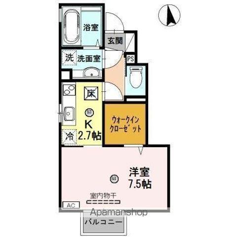 D-ROOMアン(1K/1階)の間取り写真