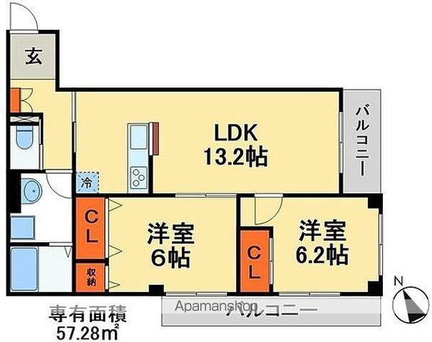ファミリア一番館(2LDK/3階)の間取り写真