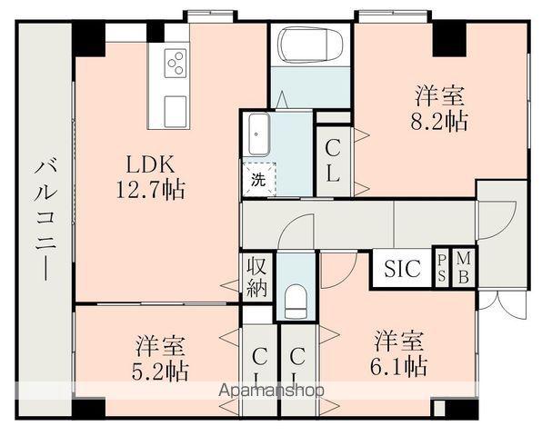 フォーエス武蔵ヶ丘北サウス(3LDK/6階)の間取り写真