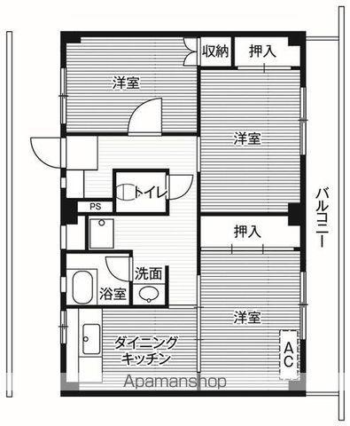 ビレッジハウス中貫4号棟(3DK/1階)の間取り写真