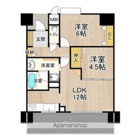 フェニックス堺東(2LDK/4階)の間取り写真