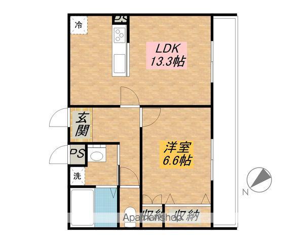 ウエスト プレシアス(1LDK/2階)の間取り写真