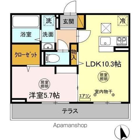 エースコートⅢ(1LDK/1階)の間取り写真