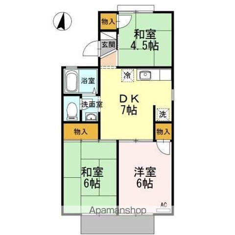 セジュール周南 B(3DK/1階)の間取り写真