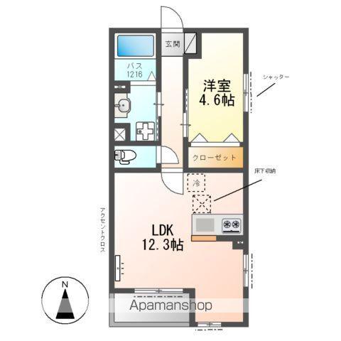 SKY FUENTEスカイ フェンテ(1LDK/1階)の間取り写真