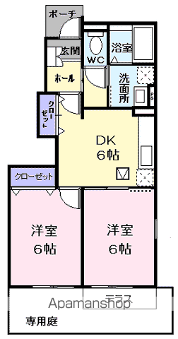 ベルパレスⅢ(2DK/1階)の間取り写真