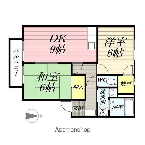 ガーデンホームズ柴田Ⅱ番館(2DK/2階)の間取り写真