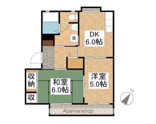ディアタウンB(2DK/2階)の間取り写真
