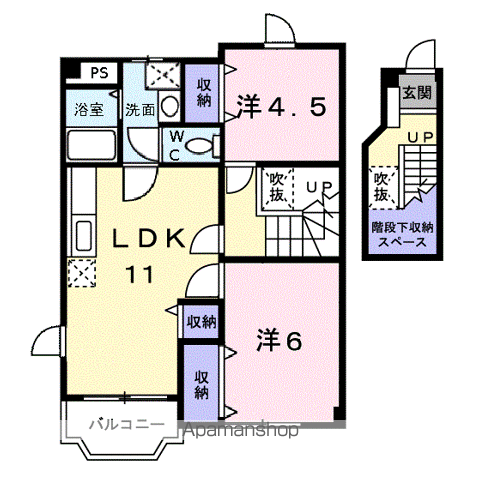 アール・ド・ヴィーヴル A(2LDK/2階)の間取り写真