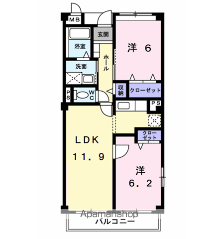 フォンテーヌ・パレスA(3DK/2階)の間取り写真