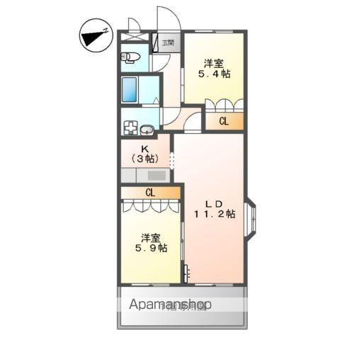 デュエール(2LDK/1階)の間取り写真