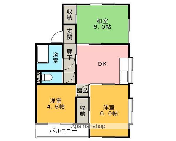 サンハイツ石川B棟(3DK/2階)の間取り写真