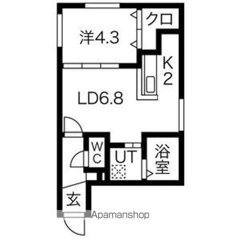 アルーア北大前(1LDK/3階)の間取り写真