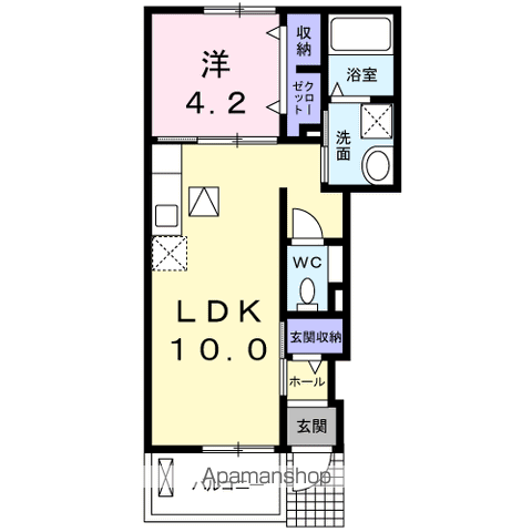 予讃線 丸亀駅 バス乗車時間：17分 南中学校バス停で下車 徒歩3分 2階建 築14年(1LDK/1階)の間取り写真