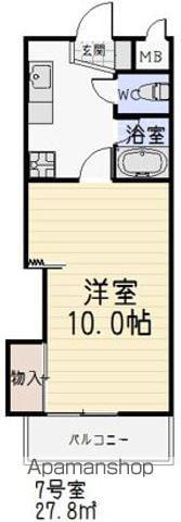 第2アイオーキャッスル(1K/8階)の間取り写真