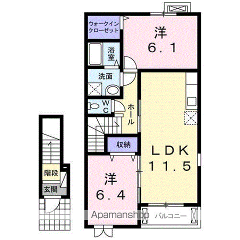 グラン・リーオ1(2LDK/2階)の間取り写真
