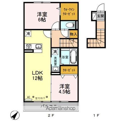 西武池袋・豊島線 武蔵藤沢駅 バス乗車時間：10分 県営住宅入り口バス停で下車 徒歩4分 2階建 築8年(2LDK/2階)の間取り写真