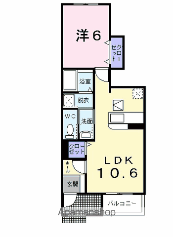 マスターズ B(1LDK/1階)の間取り写真