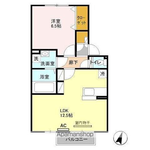 サンライズヒルA棟(1LDK/2階)の間取り写真