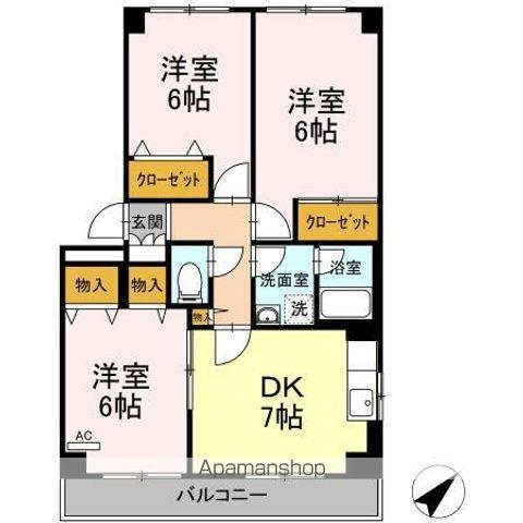 ベルエアーガーデン(3DK/2階)の間取り写真