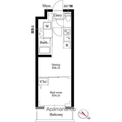 プラチナスクエア赤羽(1DK/4階)の間取り写真