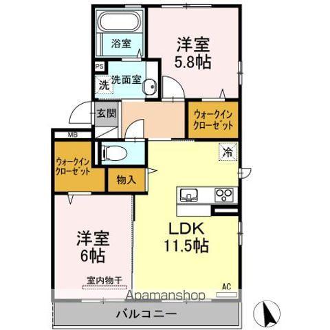 アヴニール優Ⅱ(2LDK/3階)の間取り写真