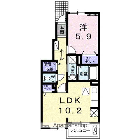 プラシードⅢ(1LDK/1階)の間取り写真